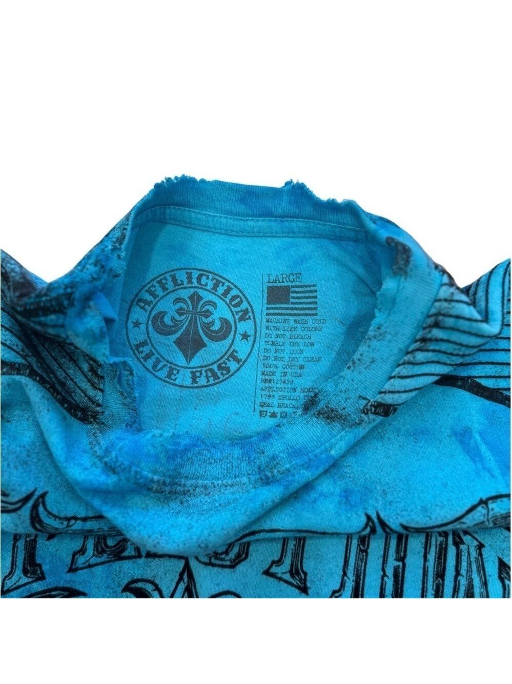 Affliction Men's Turquoise Short Sleeve T-Shirt Size Large